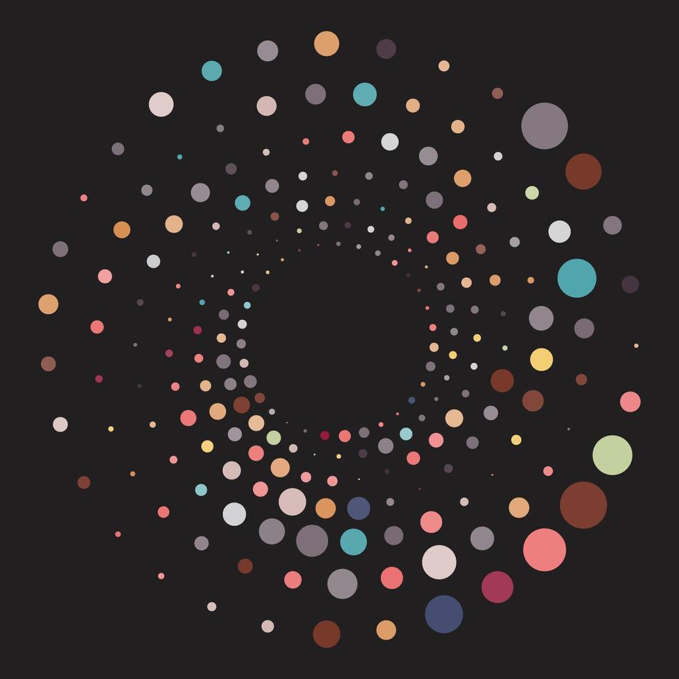 Colorful halftone round twister, radial halftone tornado vector