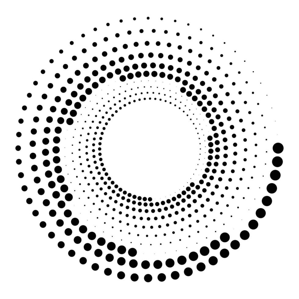Black round halftone texture. Dotted round halftone frame vector