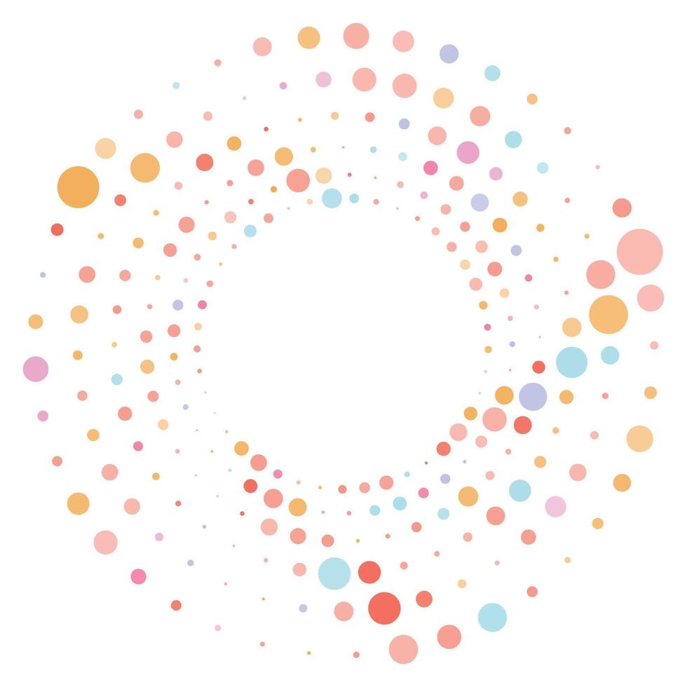 Colorful halftone twister, halftone circular texture with dots, radial halftone tornado vector