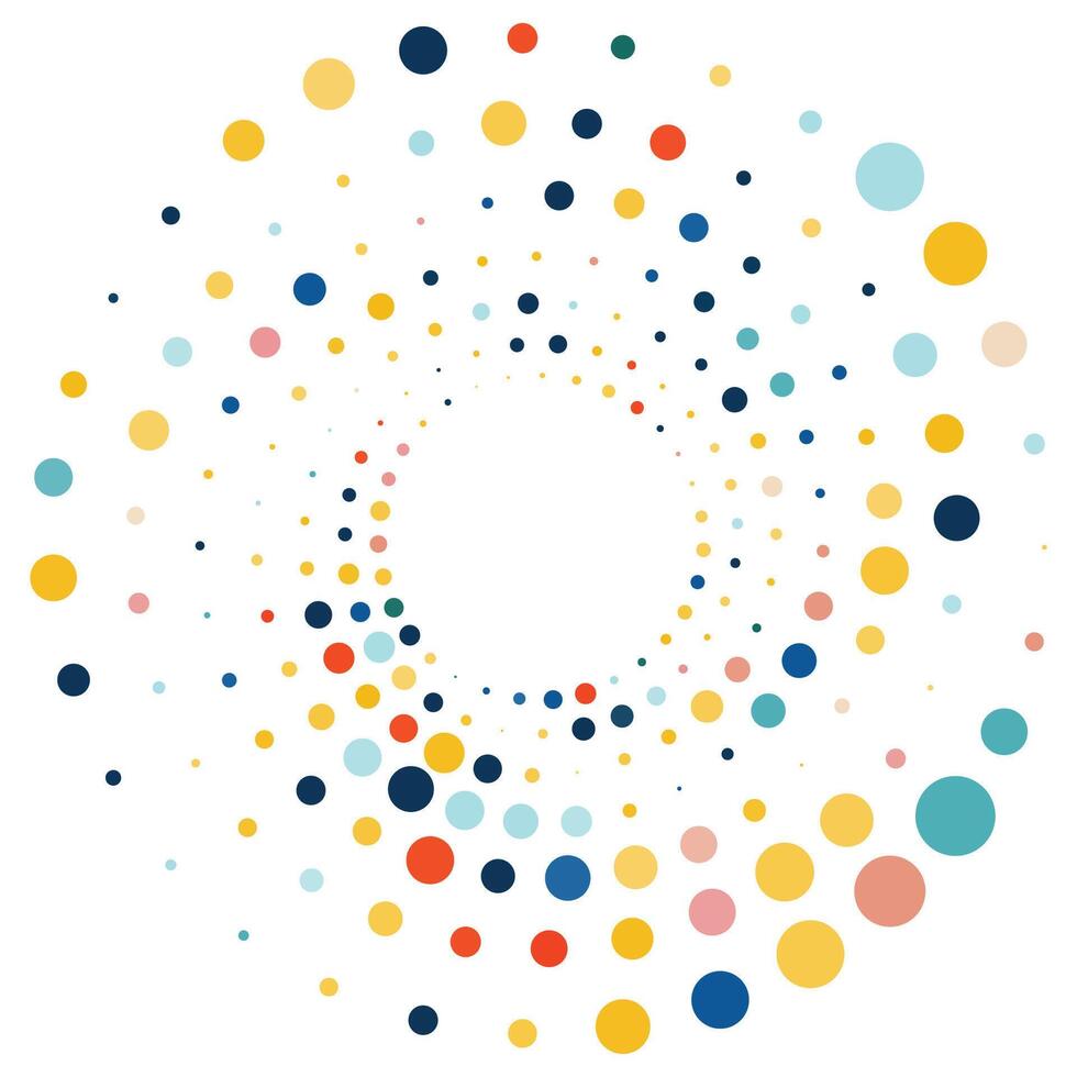 Colorful halftone round element, twister, halftone circular texture with dots vector