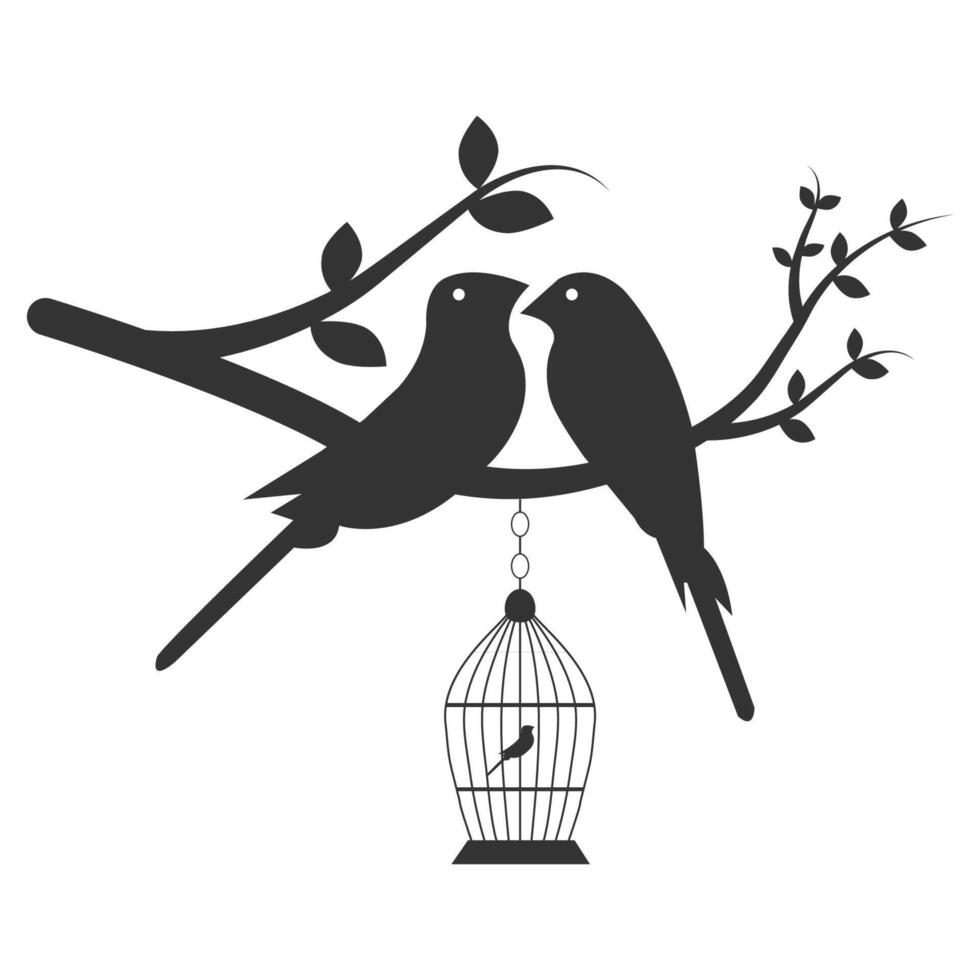 Birds Silhouettes making heart , Minimalist poster design isolated on white background. Scandinavian design. Wall Decals, Art , Birds Silhouette, Two birds in love, couple birds vector