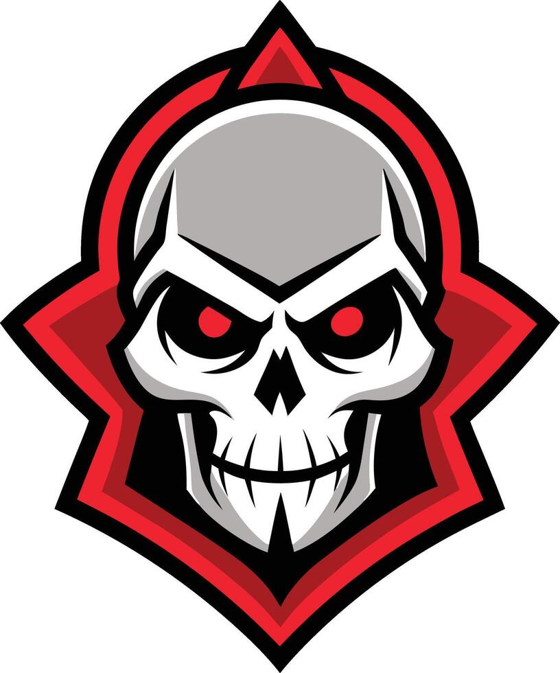 A skull with red eyes and a red star on it vector