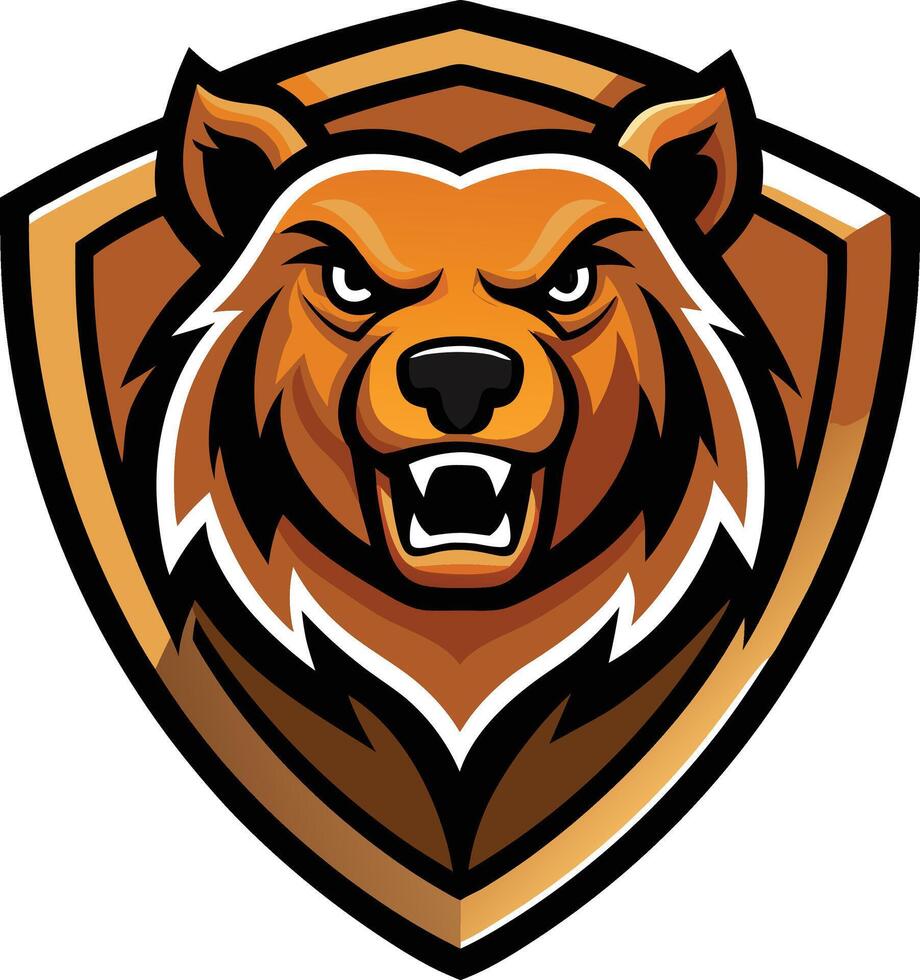 The mascot of a bear in the shield vector