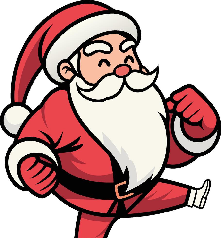 santa karate kick vector