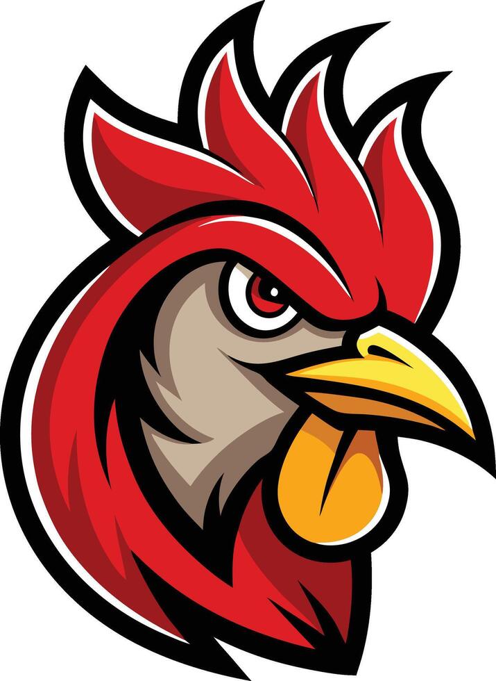 Red rooster head mascot vector