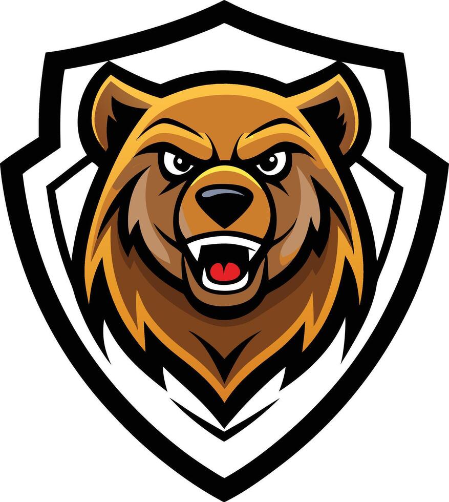 A bear mascot head on a shield vector