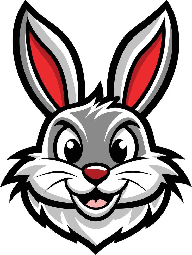 A cartoon rabbit head with red ears vector