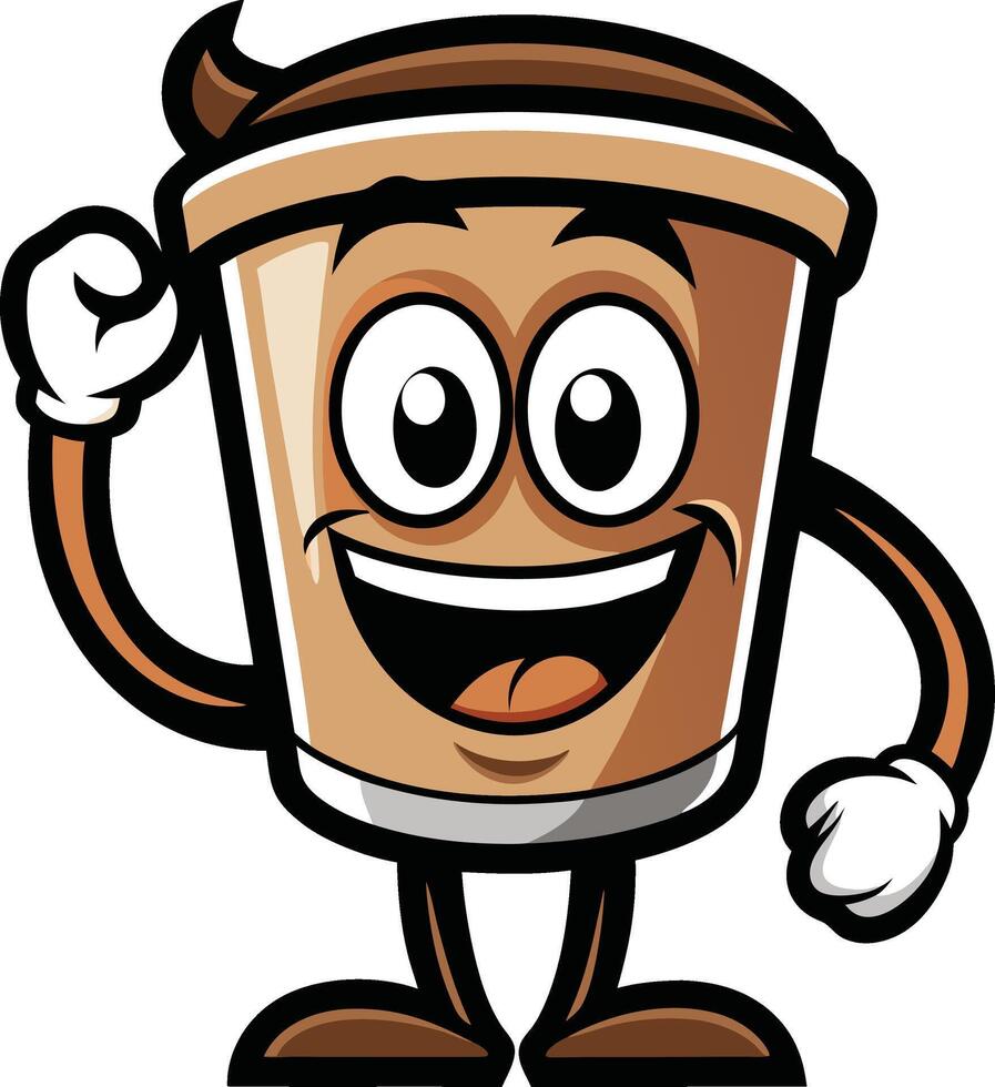 A cartoon coffee cup character with arms and legs vector