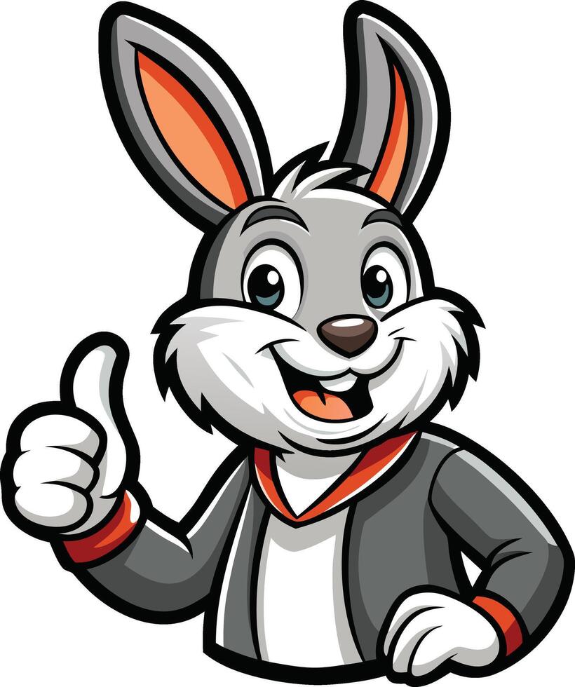 A cartoon rabbit wearing a jacket and giving a thumbs up vector