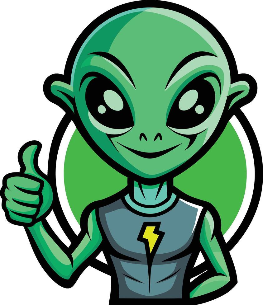 Alien cartoon character with thumbs up and thumbs down vector