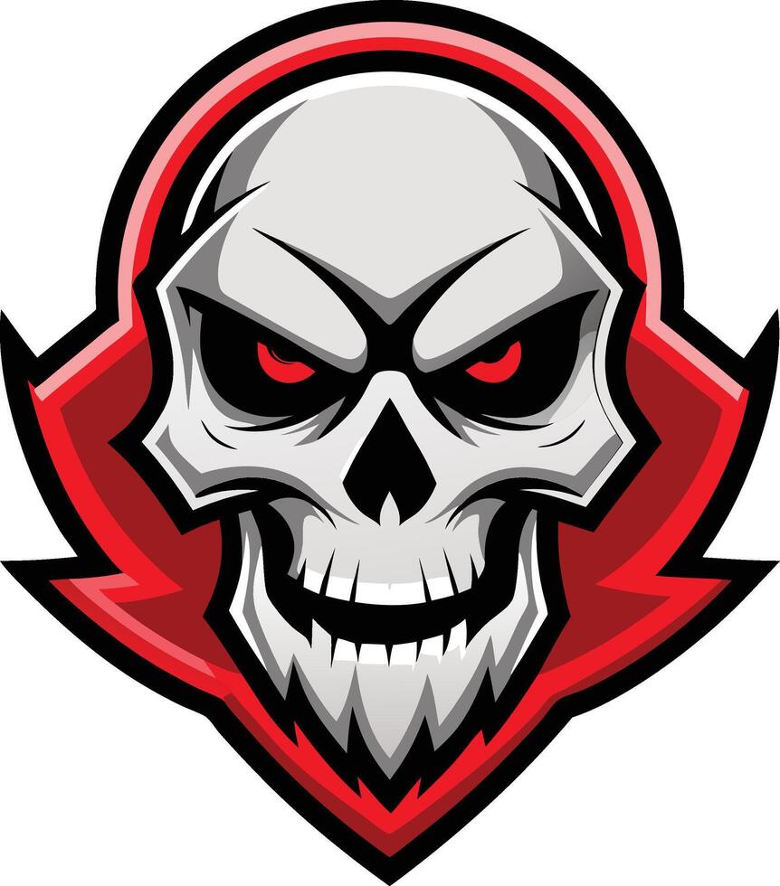A skull with red eyes and a red head vector