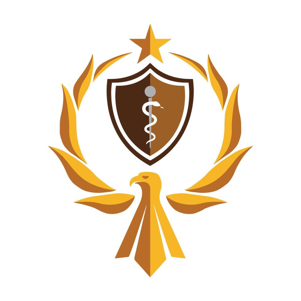 Military Health Academy Badge Shape Logo Icon vector