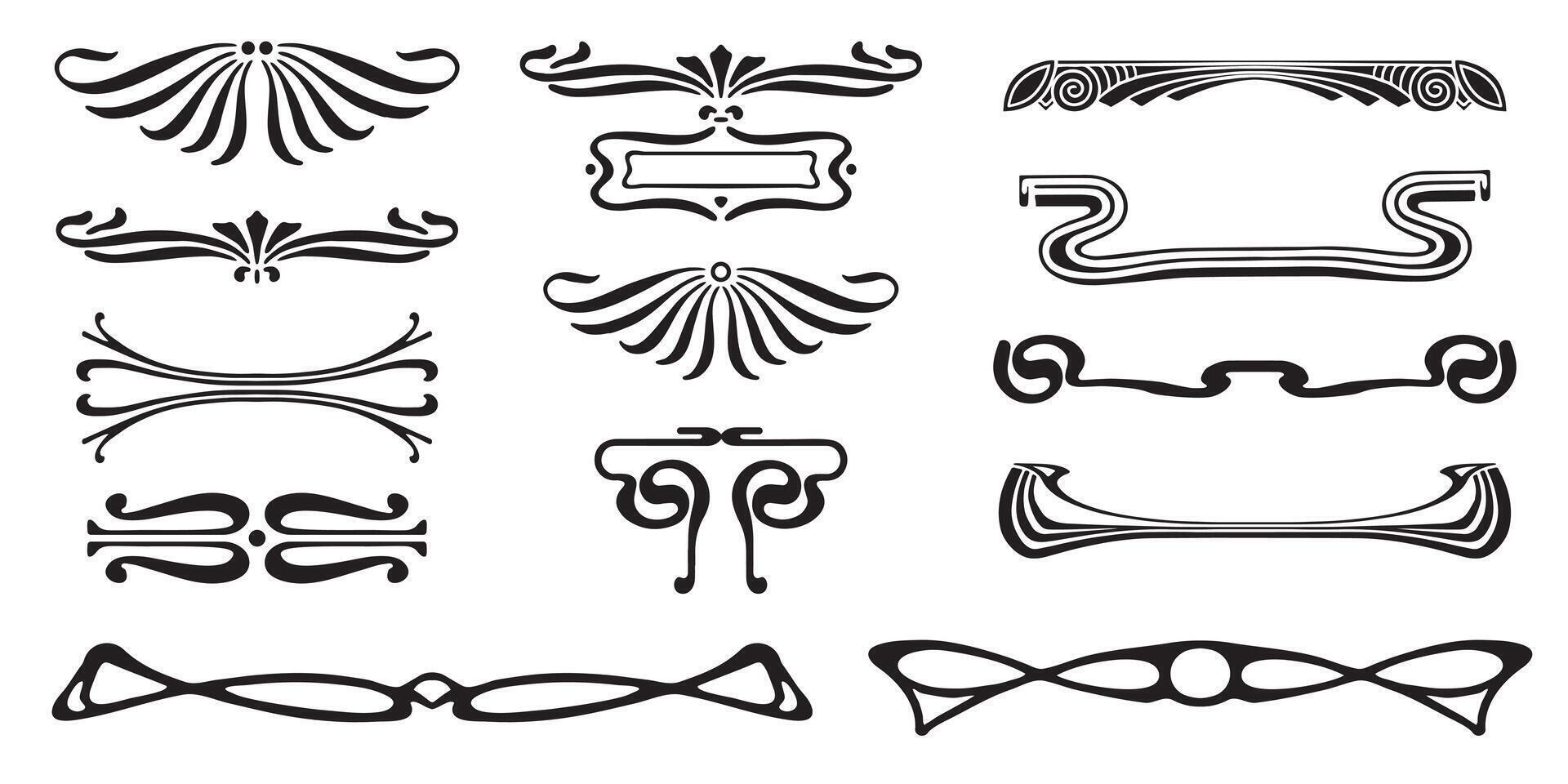 Divider with style Art Nouveau ornament set. vector