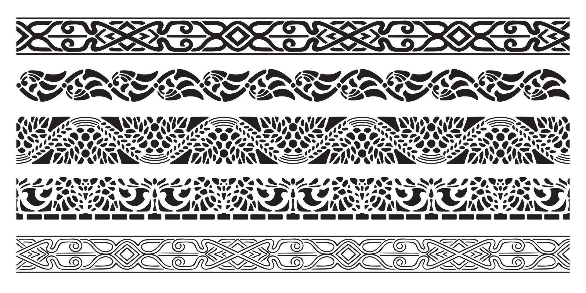Border with style Art Nouveau ornament set. vector