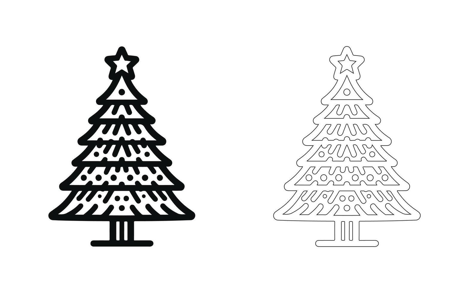Christmas tree with line art on White Background vector