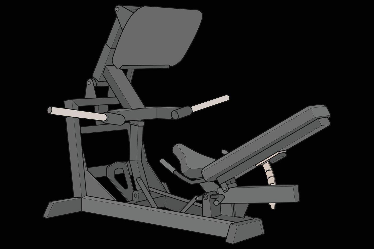 Leg press machine illustration. Fitness, cardio, and muscle building machines. Workout and training concept vector