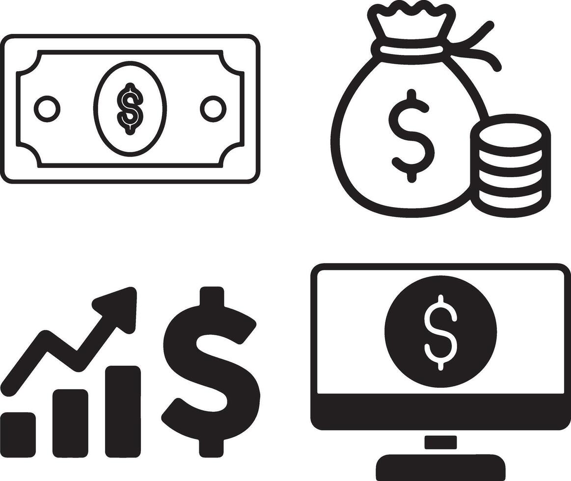 White Background Financial Icons for Modern Applications vector