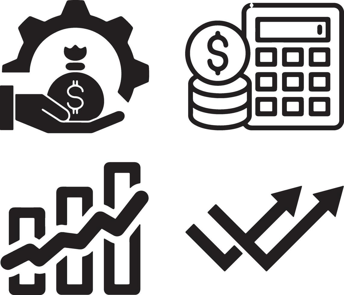 Flat Design Finance Icons on White Background vector