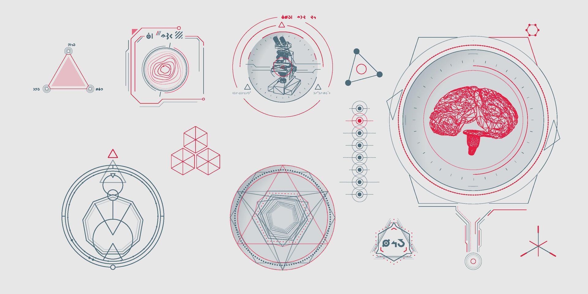 Circular infographic elements for sci-fi interface. vector