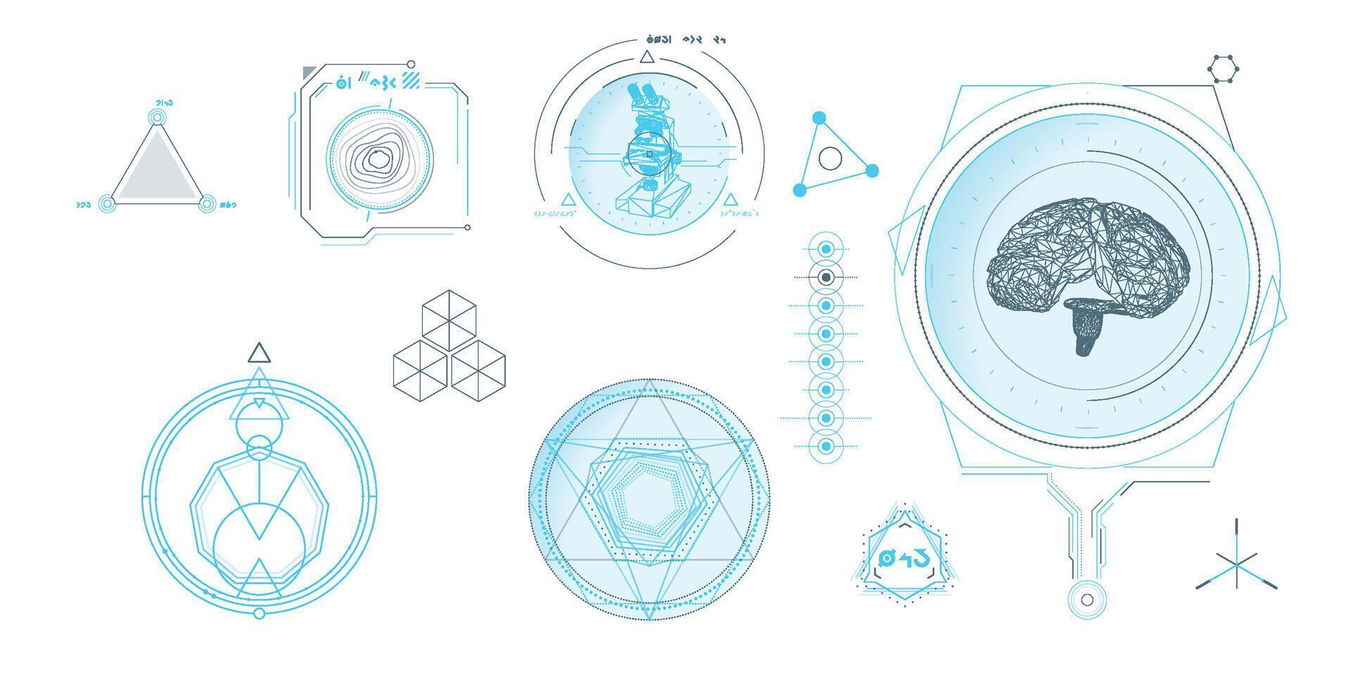 Circular infographic elements for sci-fi interface. vector