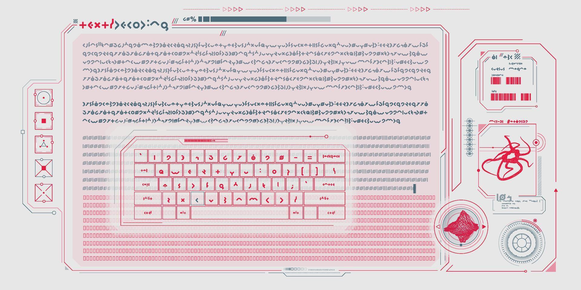 Futuristic HUD interface for processing server data. vector