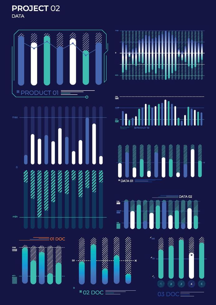 Business elements charts in color. illustration. vector