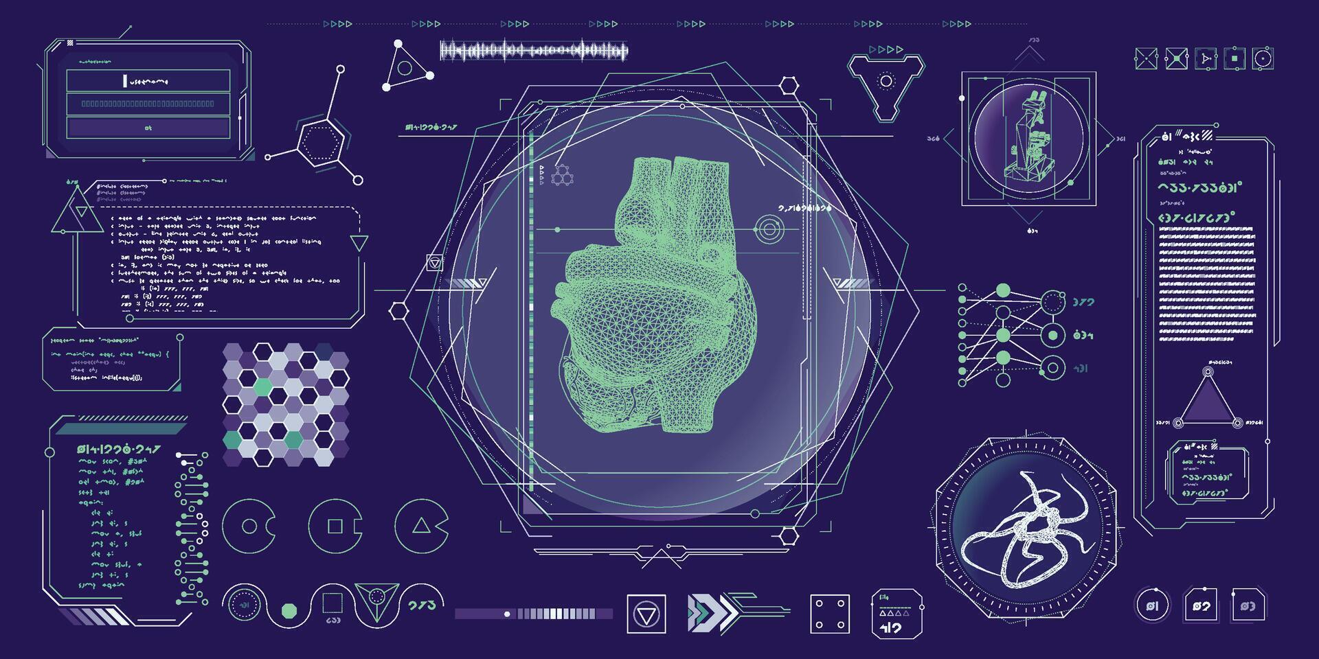 data elements for sci-fi interface infographics. vector