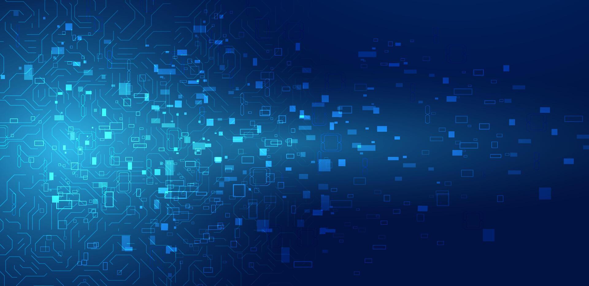 Quantum technologies computing. Abstract blue background futuristic technology illustration vector