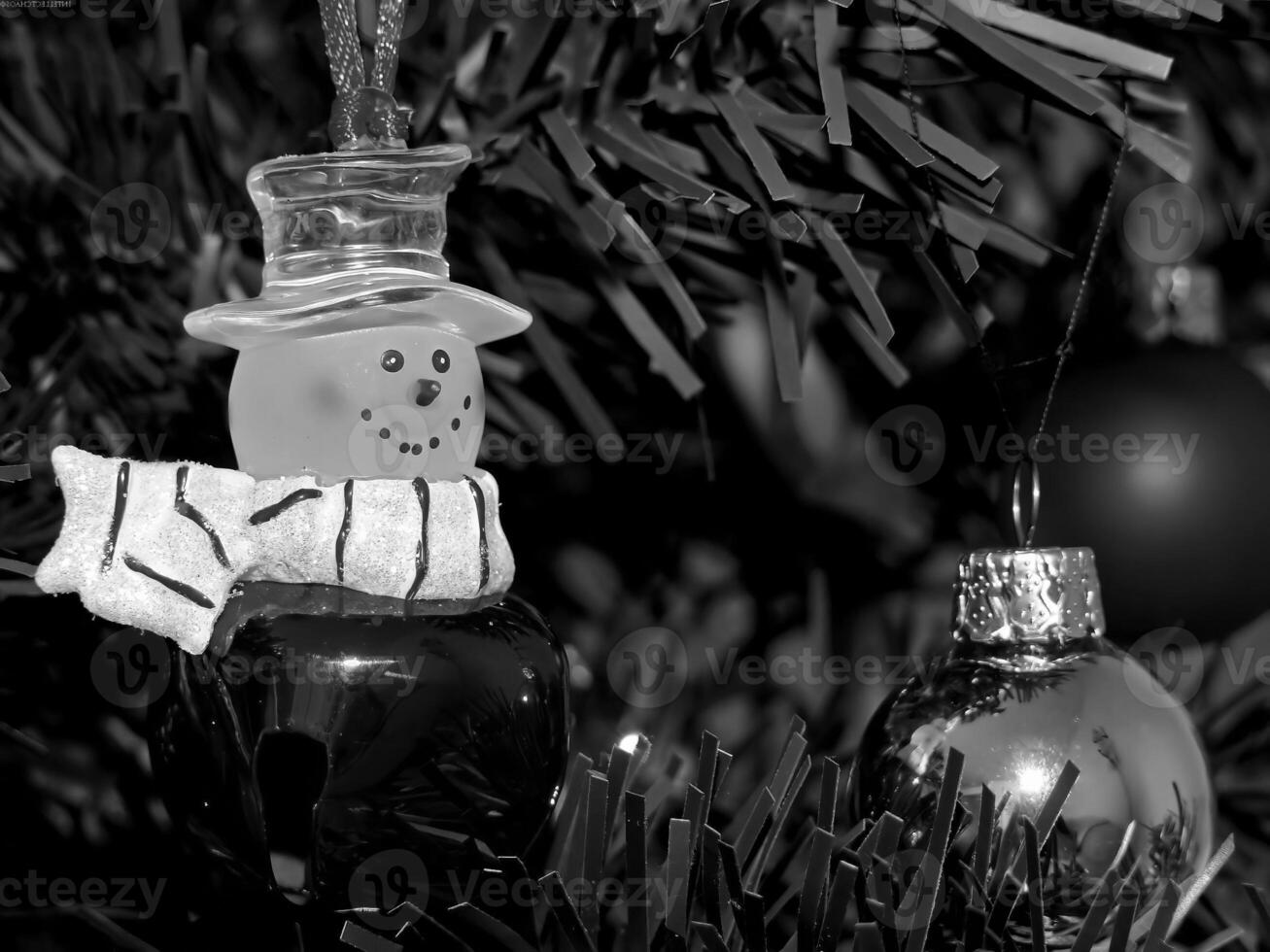 Christmas Tree with Red Ornaments and Lights photo