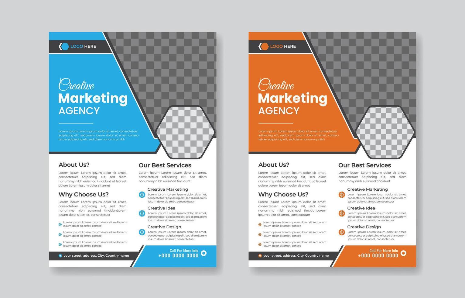 a bundle of 2 different colors a4 flyer template, abstract business flyer vector