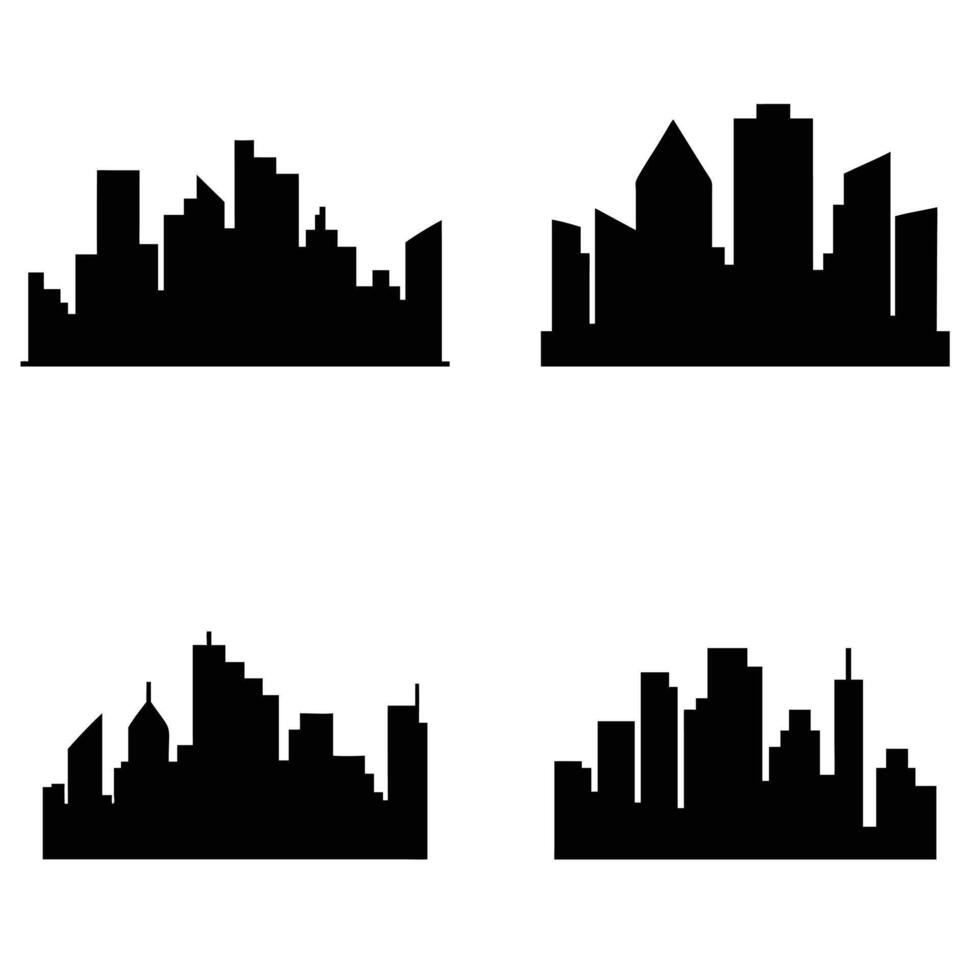 Black silhouette of an urban city skyline with modern and high-rise buildings vector