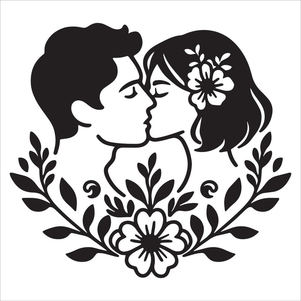 Flowered Hearts Entwined vector