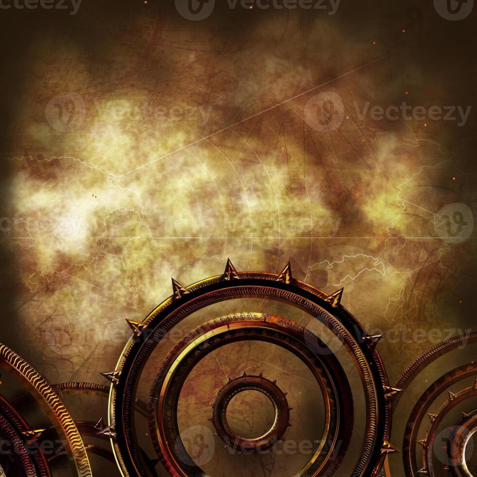 Vintage clockwork mechanics and gears in motion photo