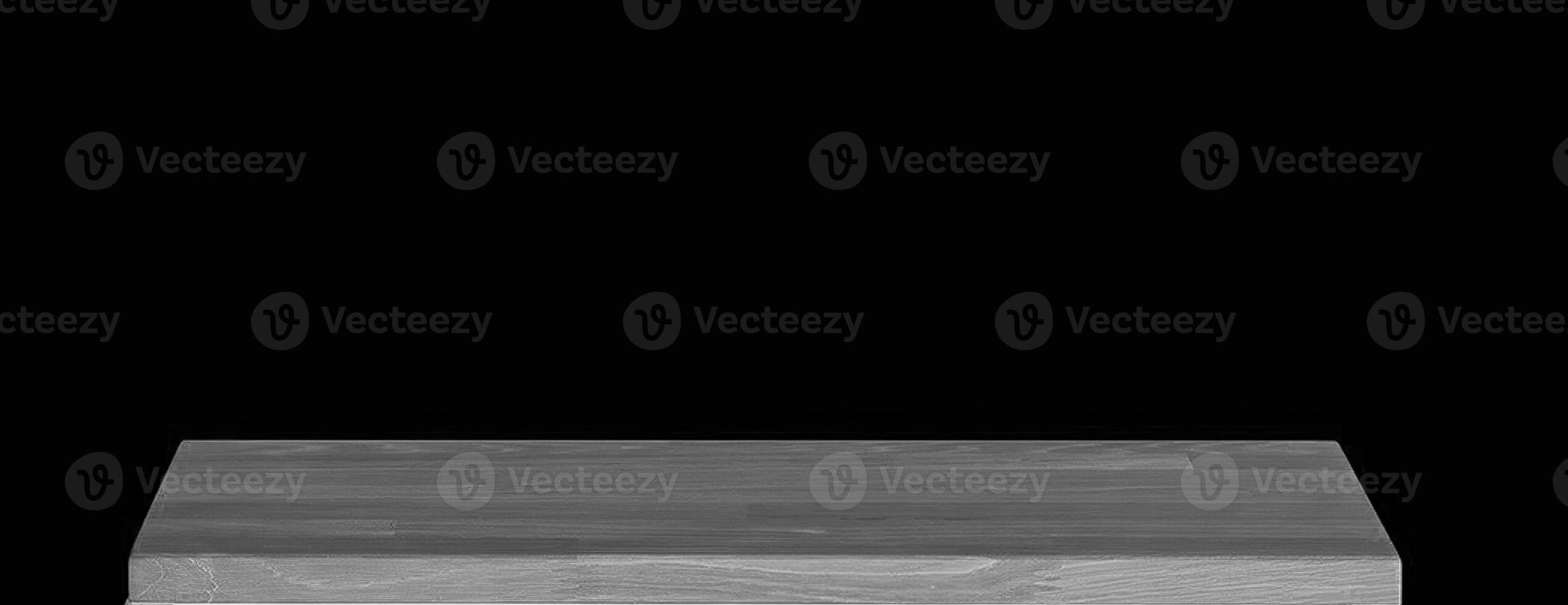 Wooden table top surface isolated over white background. Solid wood furniture close view 3D illustration. Empty table top cooking presentation template photo