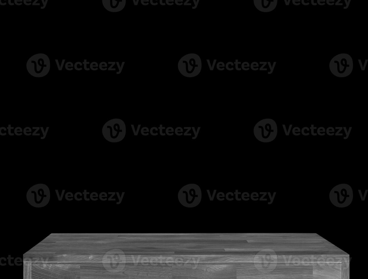 Wooden table top surface isolated over white background. Solid wood furniture close view 3D illustration. Empty table top cooking presentation template photo