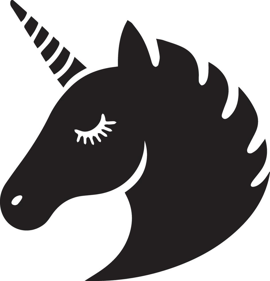 Whimsical Wonder Artistic Unicorn Head Silhouette Illustration vector