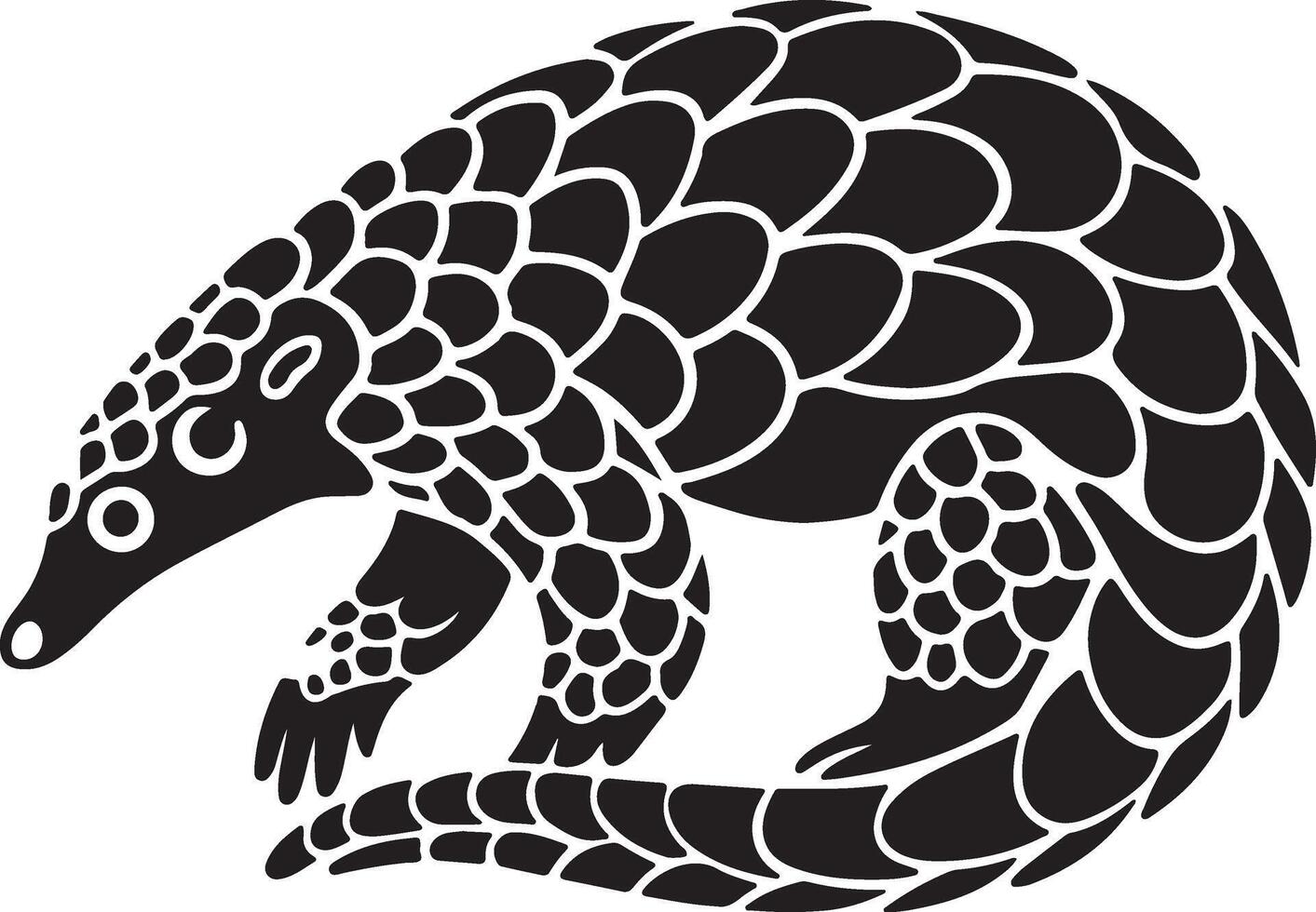 A silhouette illustration of a pangolin vector