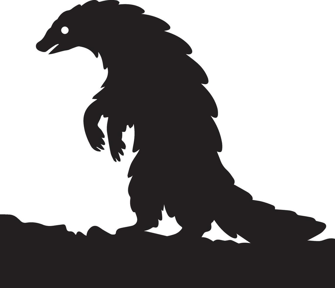 A silhouette image of a pangolin standing on its hind legs vector