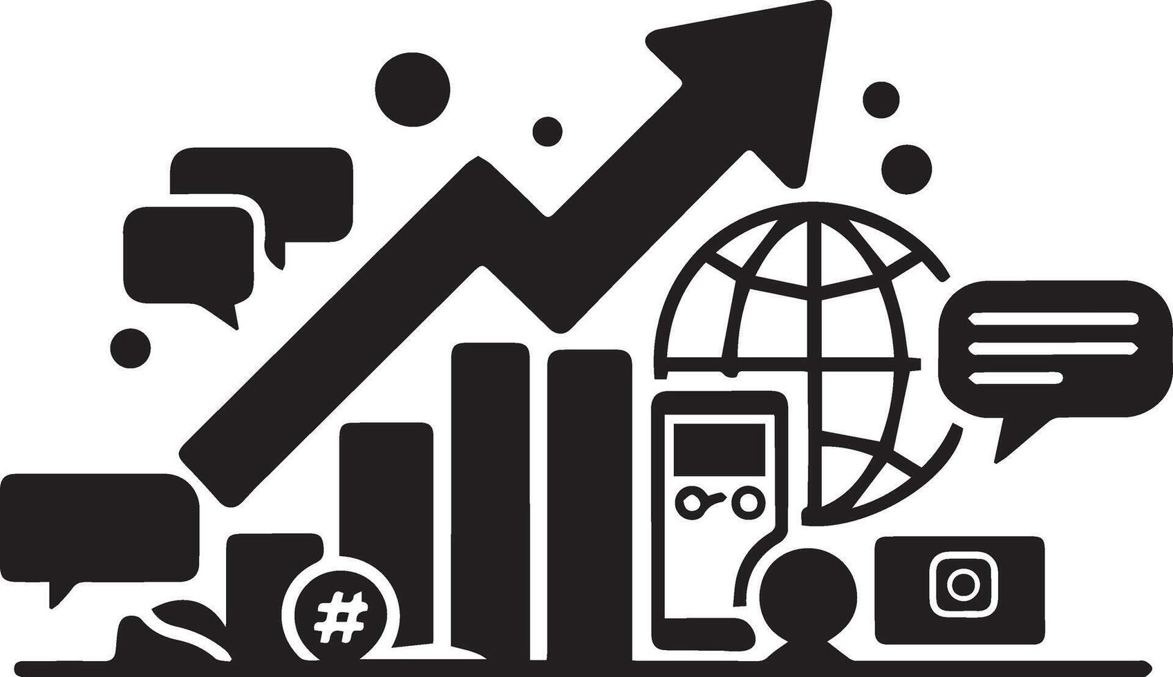 A black and white image of a business icon vector