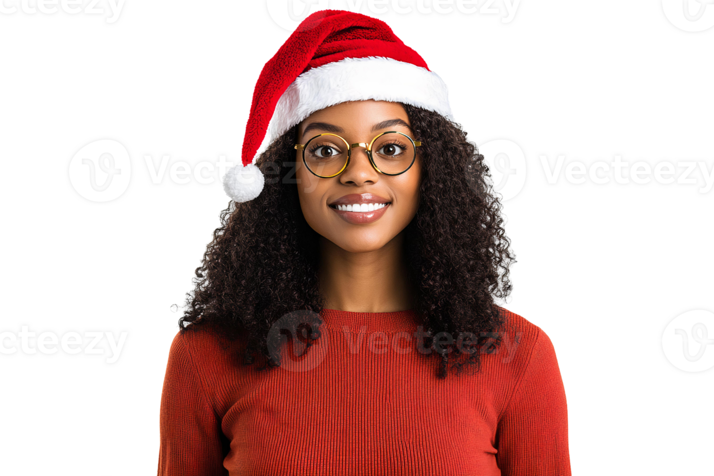Young african american student woman wearing a christmas hat isolated dreaming of achieving goals and purposes png