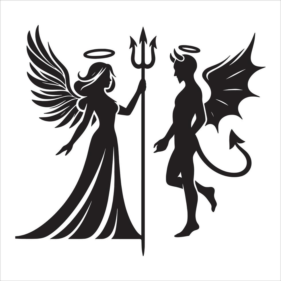 The Divine Conflict Angel vs Devil vector