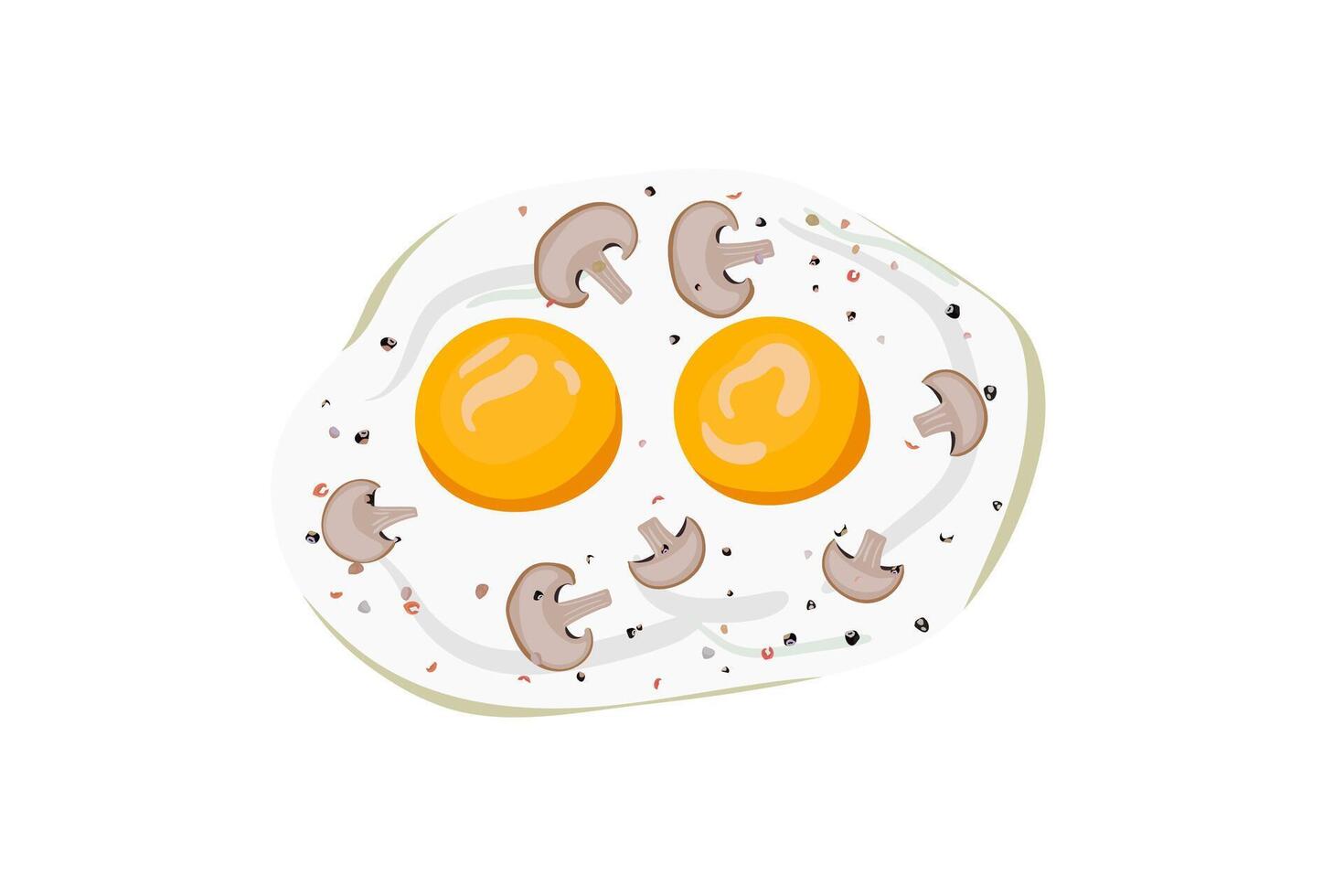 Omelet breakfast with eggs and champignons. Morning food. vector