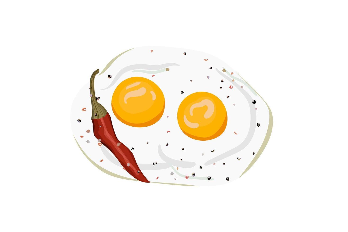 Omelet breakfast with eggs and chili peppers. Healthy eating food. vector
