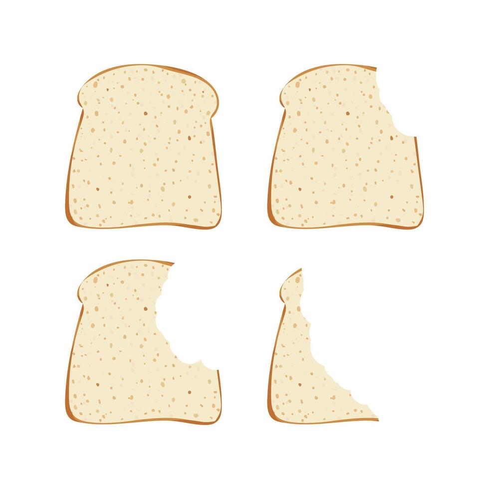 Sandwich bread slices pieces set. Bite bakery food. Snack and breakfast. vector