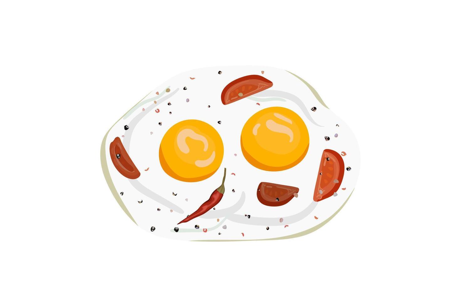 Omelet breakfast with eggs, tomato and peppers. Healthy eating food. vector