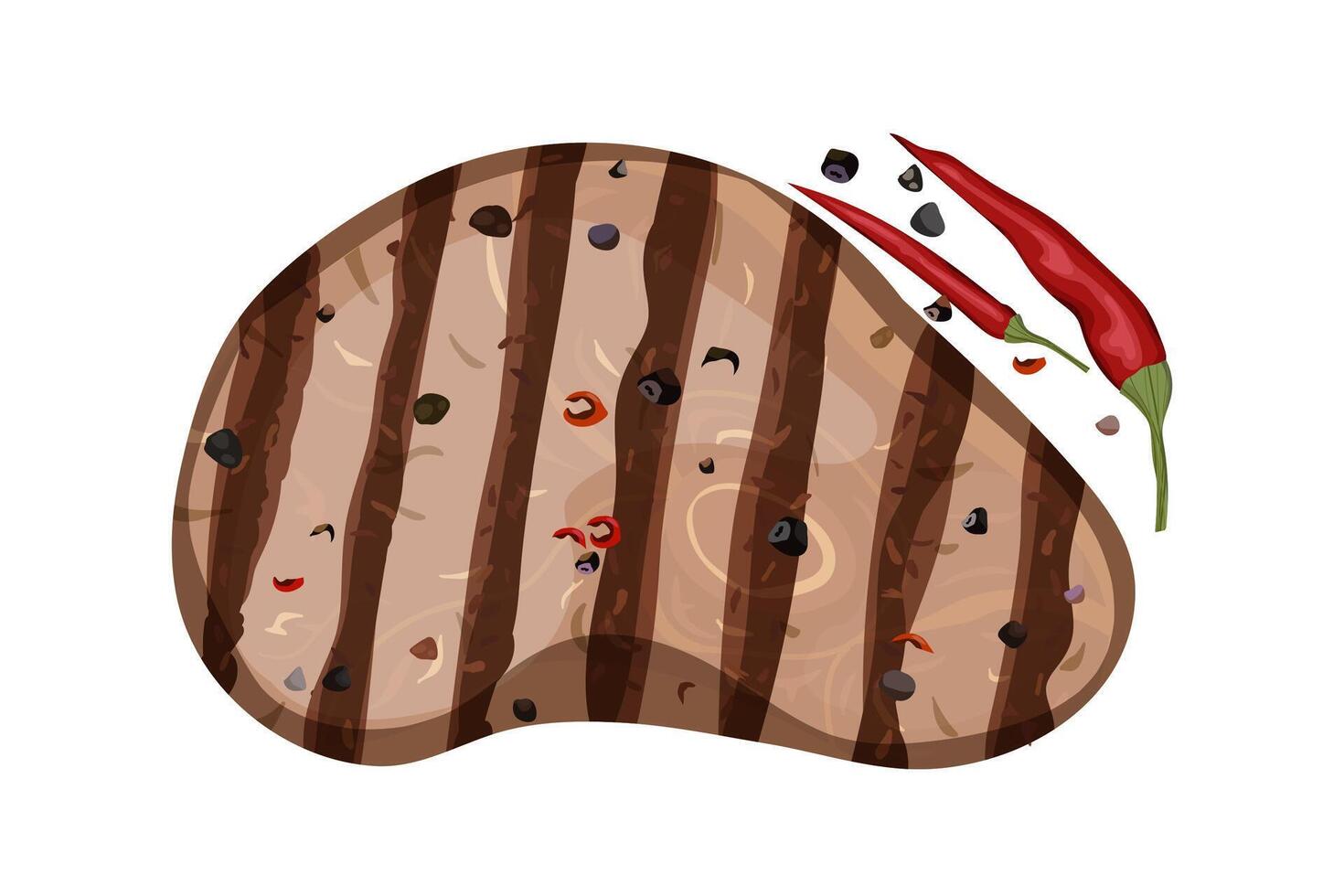 Barbecue grilled meat with chili pepper. White background. vector