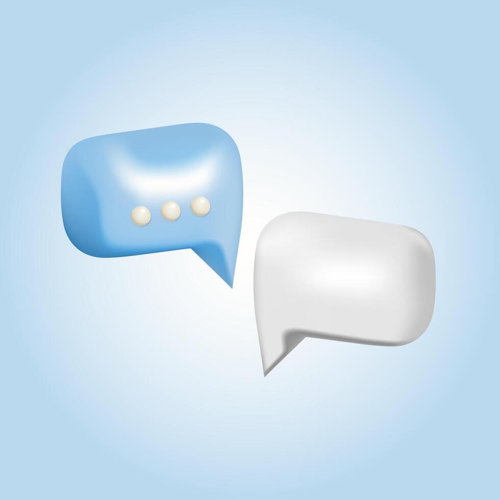 3d blue and white bubble speeches. Messenger dialogue. Chat conversation template. vector