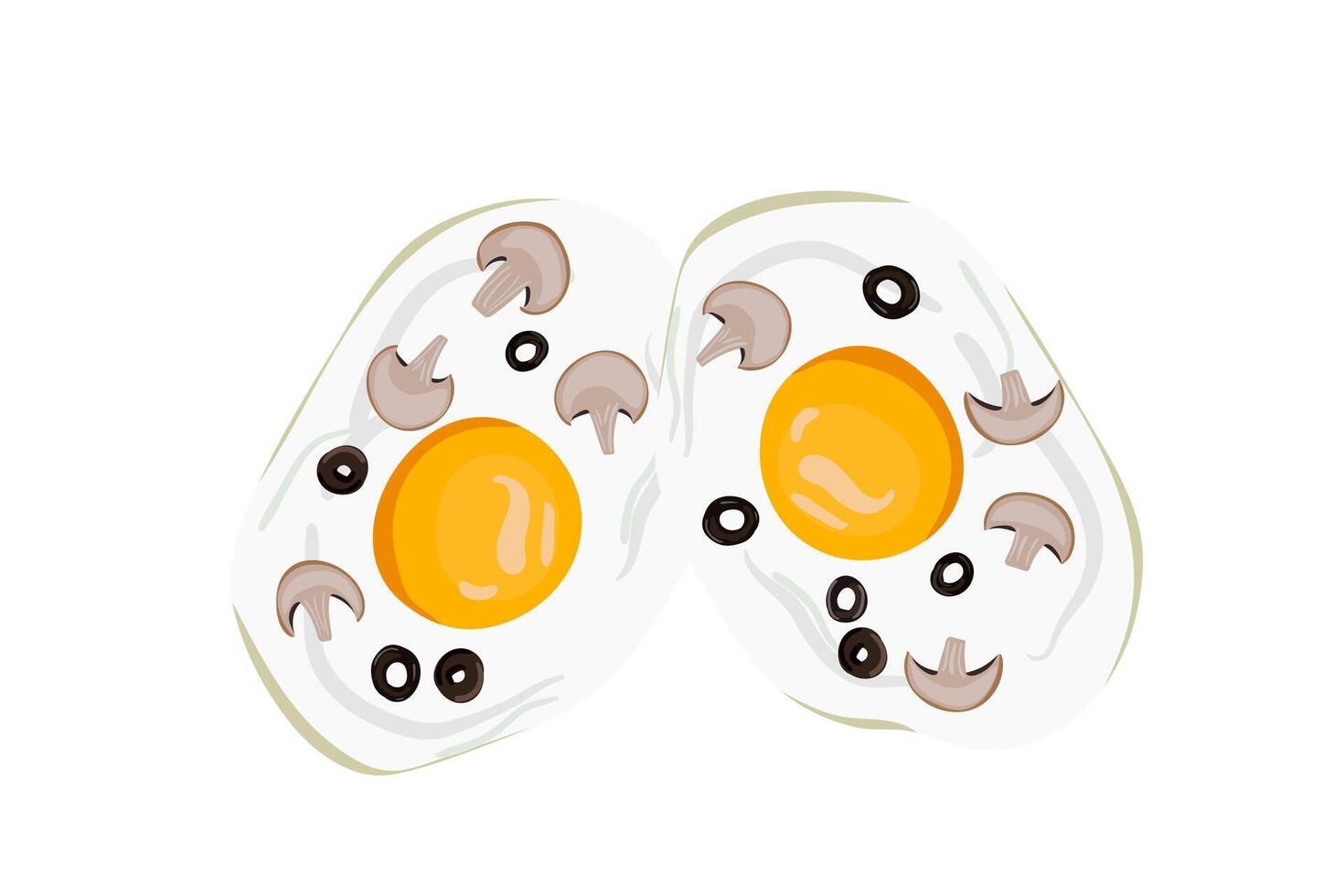 Omelet breakfast with eggs and champignons. Morning food. vector
