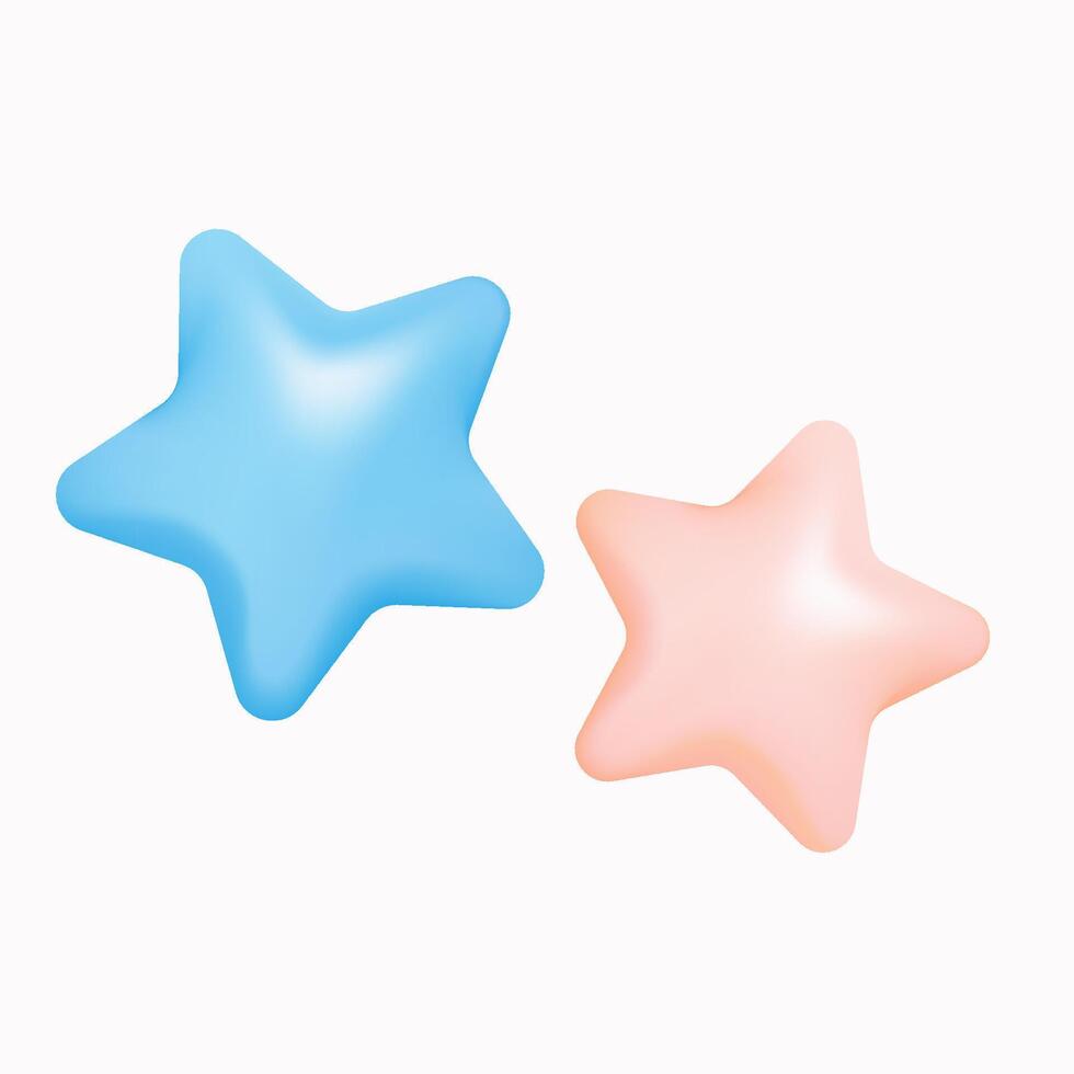 Pink and blue 3D stars. Mobile, web, rank or award icons set. vector