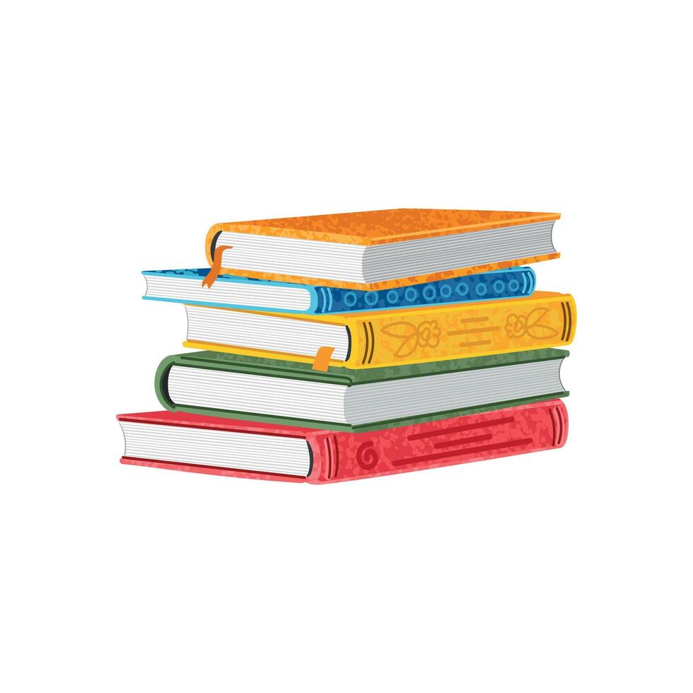 Colorful Illustration of Stack of Books Isolated on White Background vector